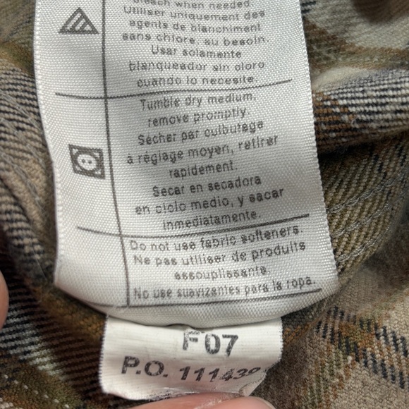 Vtg Carhartt Mens Large Tall Long Sleeve Button Cotton Brown Plaid Flannel Shirt - Picture 11 of 12